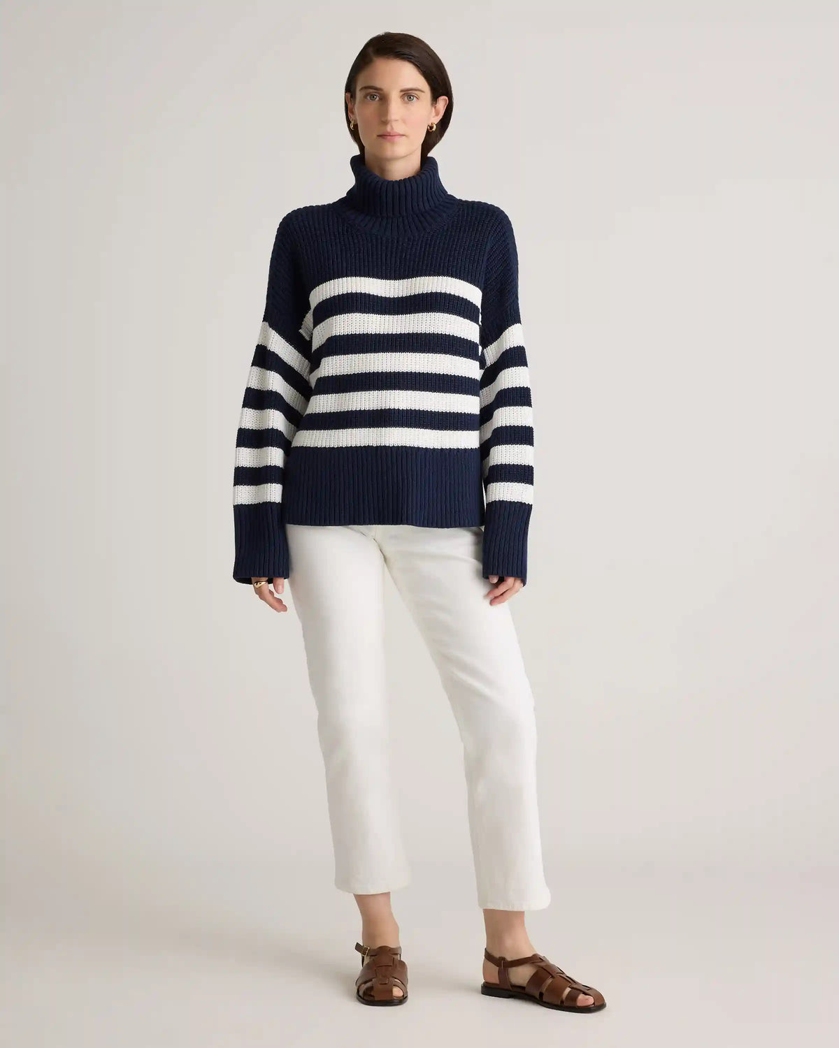 100% Organic Cotton Split Hem Turtleneck Sweater