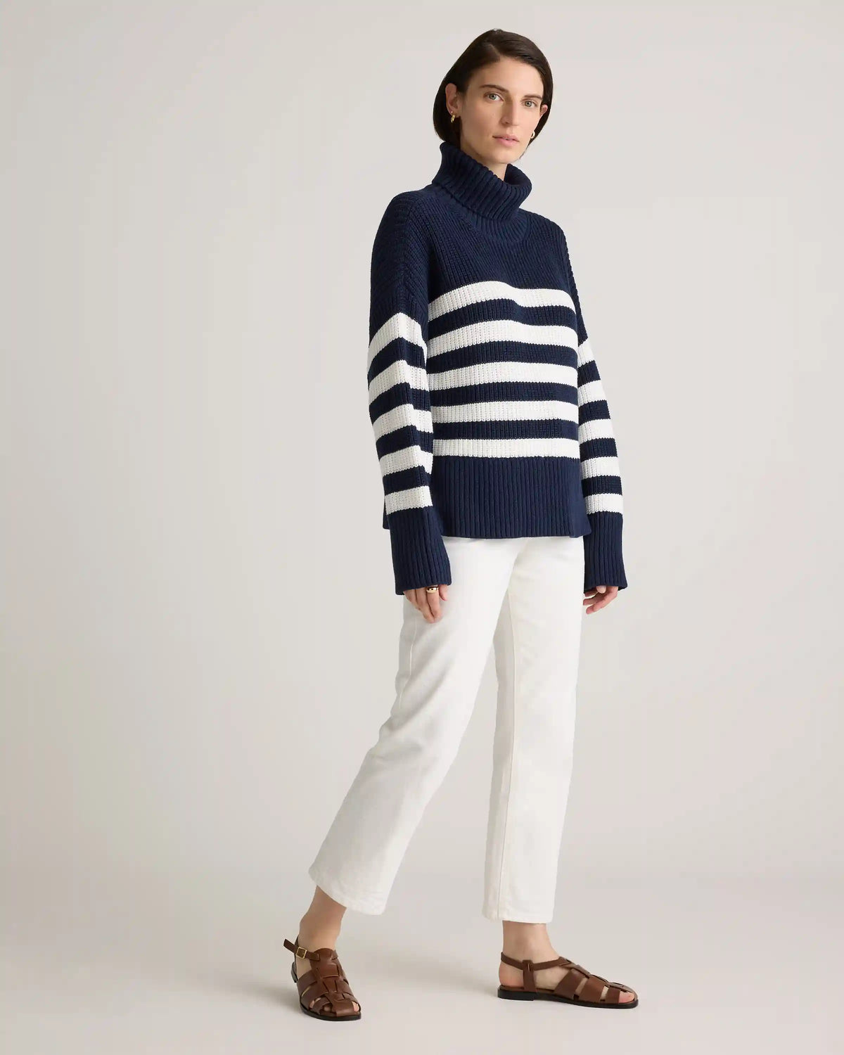 100% Organic Cotton Split Hem Turtleneck Sweater