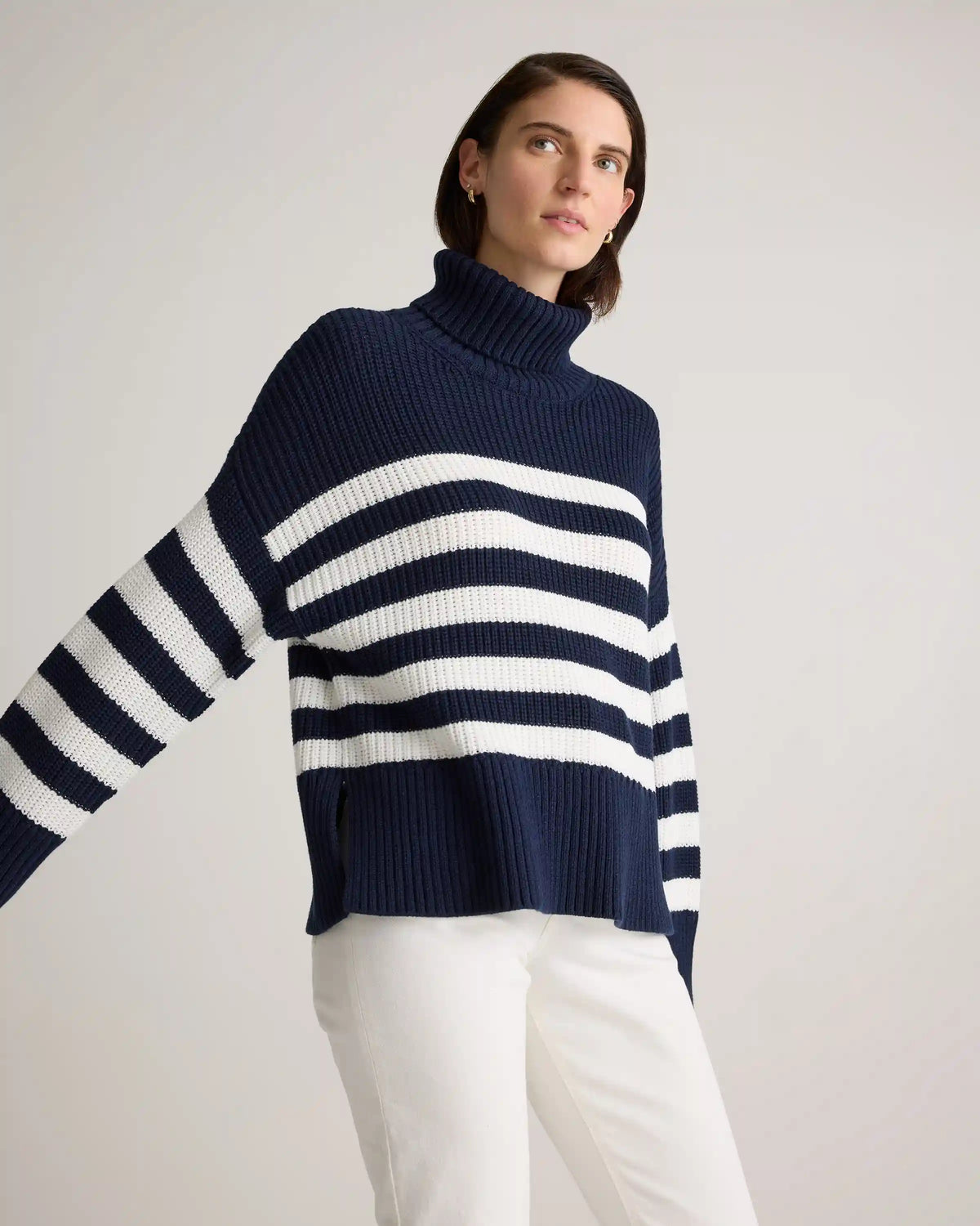 100% Organic Cotton Split Hem Turtleneck Sweater
