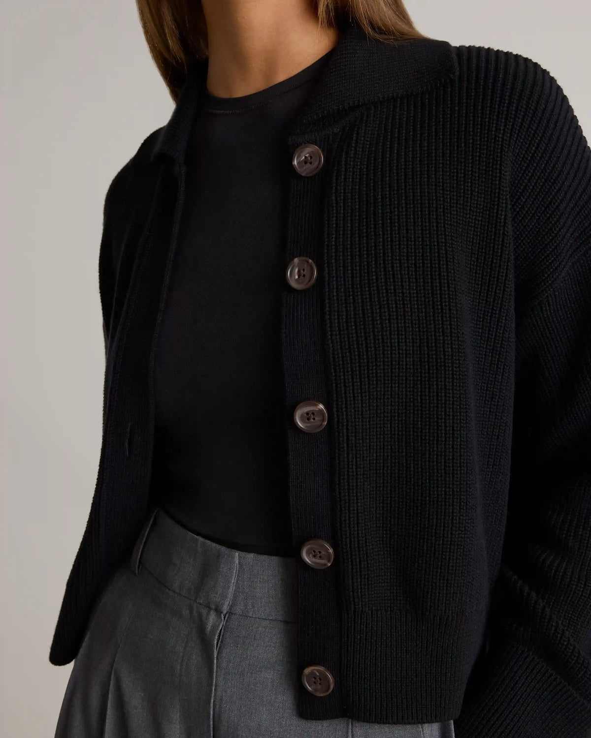100% Organic Cotton Fisherman Collared Cardigan