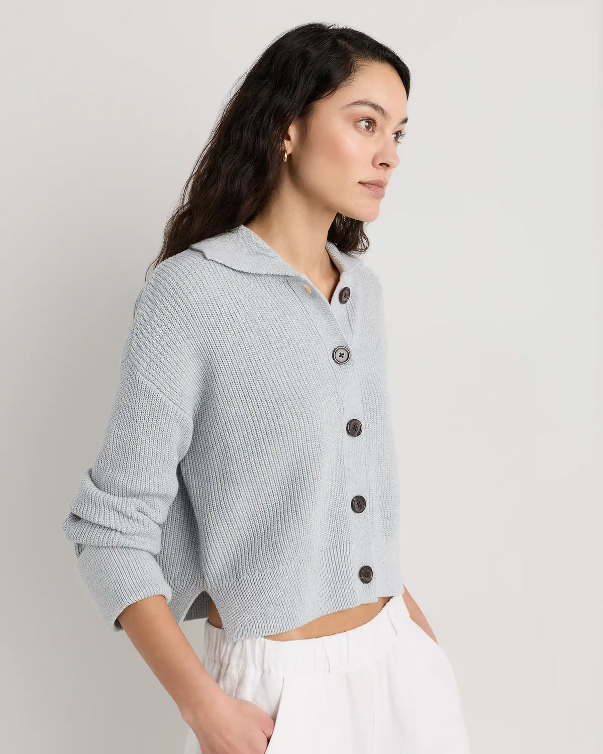 100% Organic Cotton Fisherman Collared Cardigan