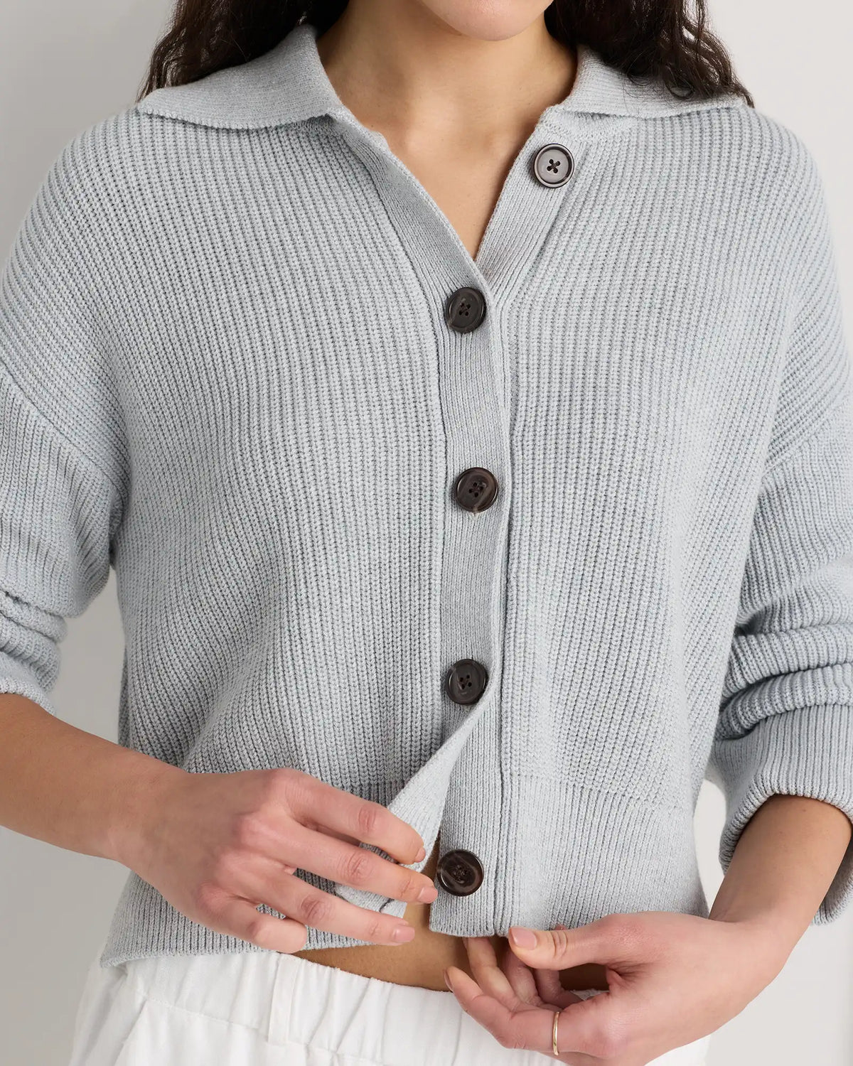 100% Organic Cotton Fisherman Collared Cardigan