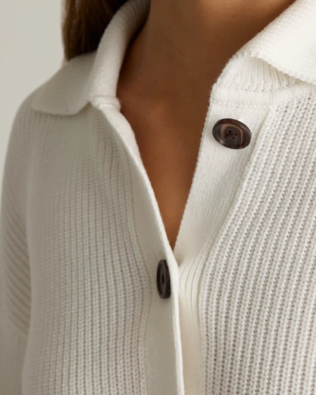100% Organic Cotton Fisherman Collared Cardigan