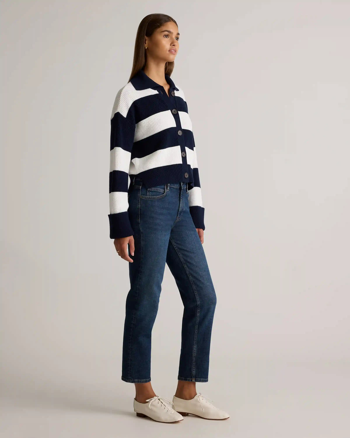 100% Organic Cotton Fisherman Collared Cardigan