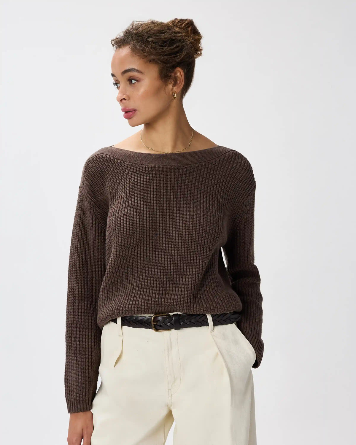 100% Organic Cotton Fisherman Boatneck Sweater