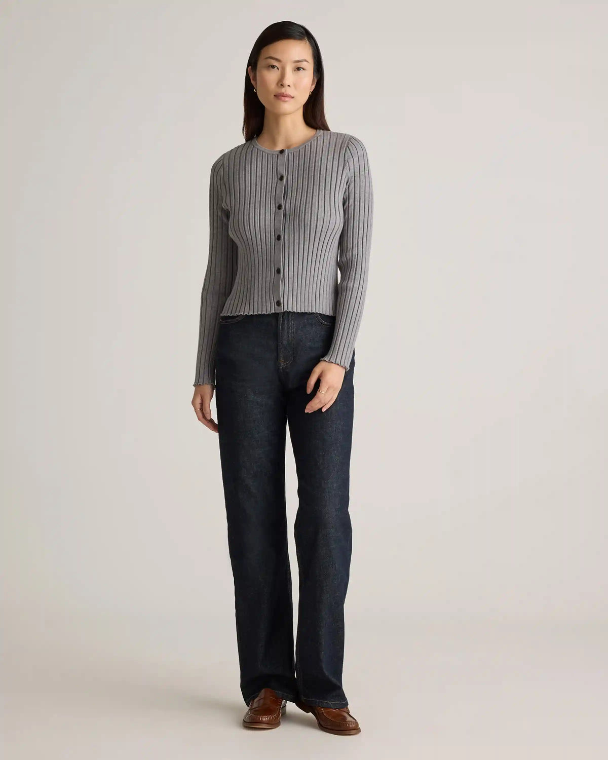 Eco-Knit Cropped Rib Cardigan