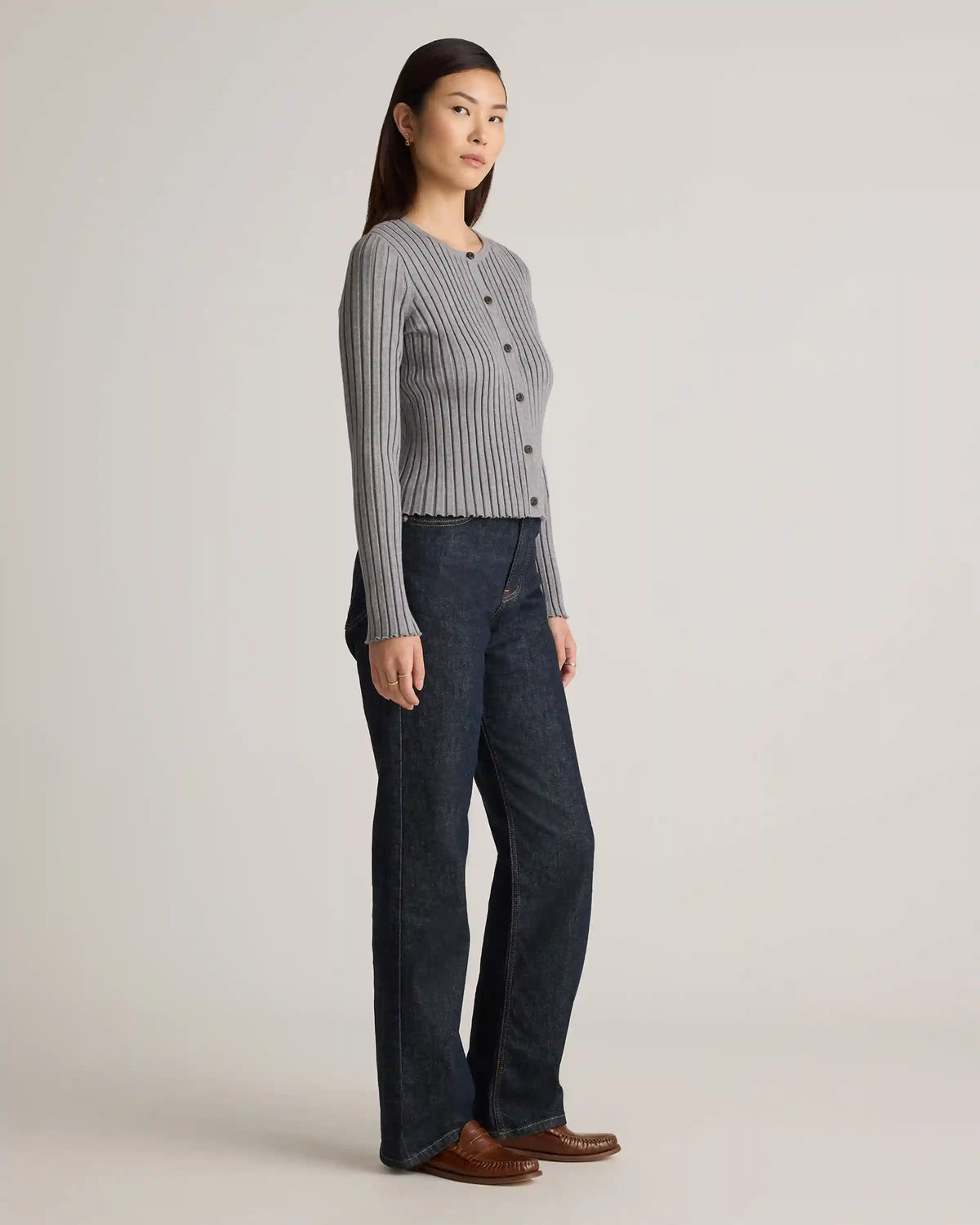 Eco-Knit Cropped Rib Cardigan