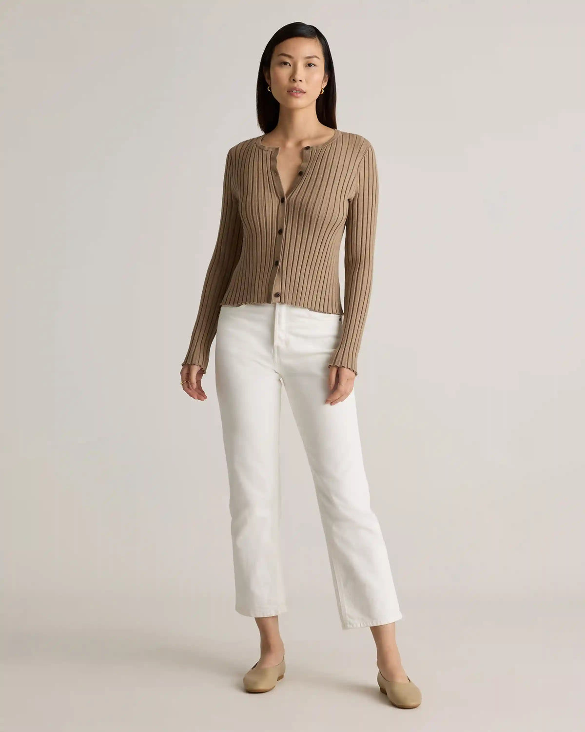 Eco-Knit Cropped Rib Cardigan