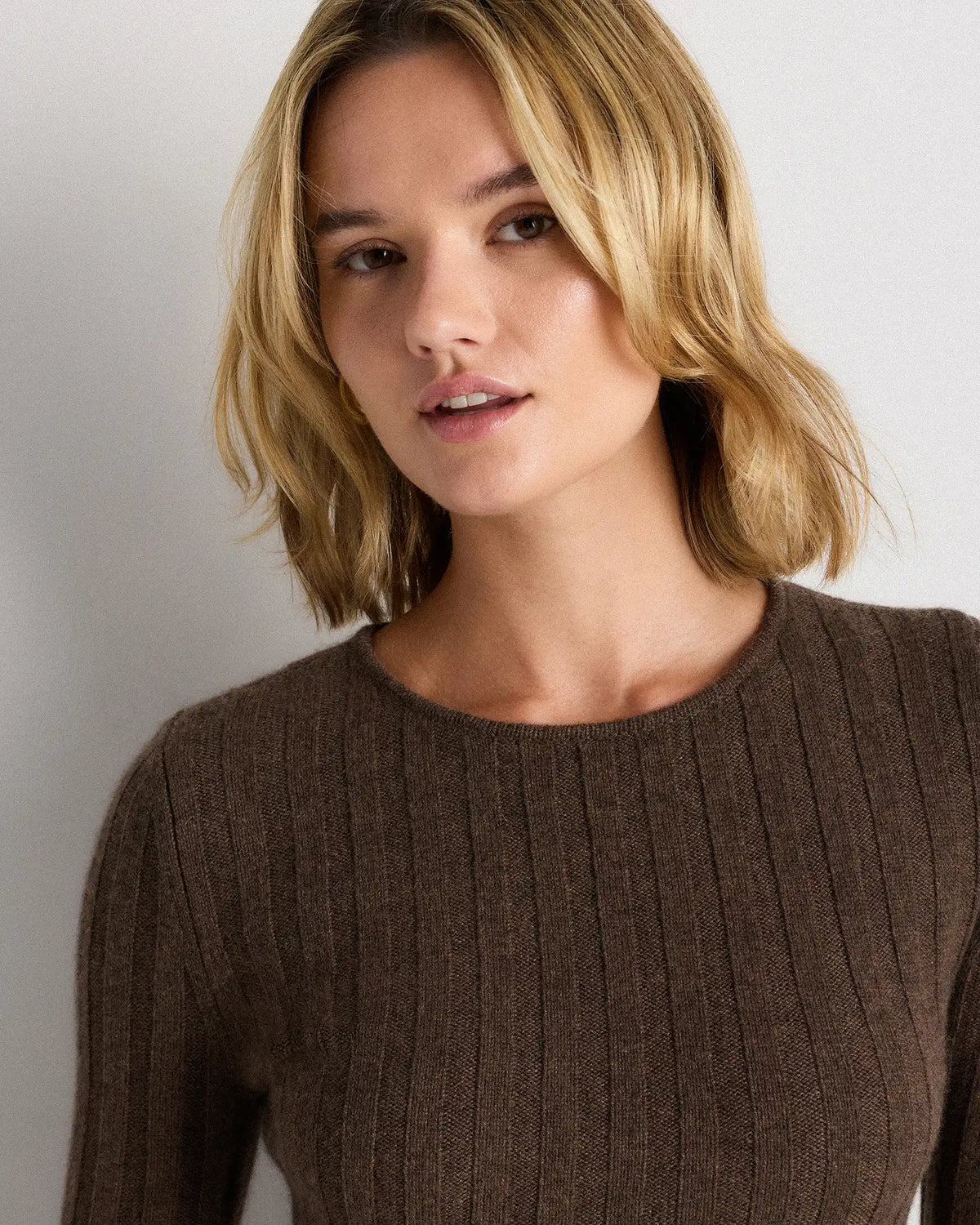 Mongolian Cashmere Wide-Rib Midi Dress