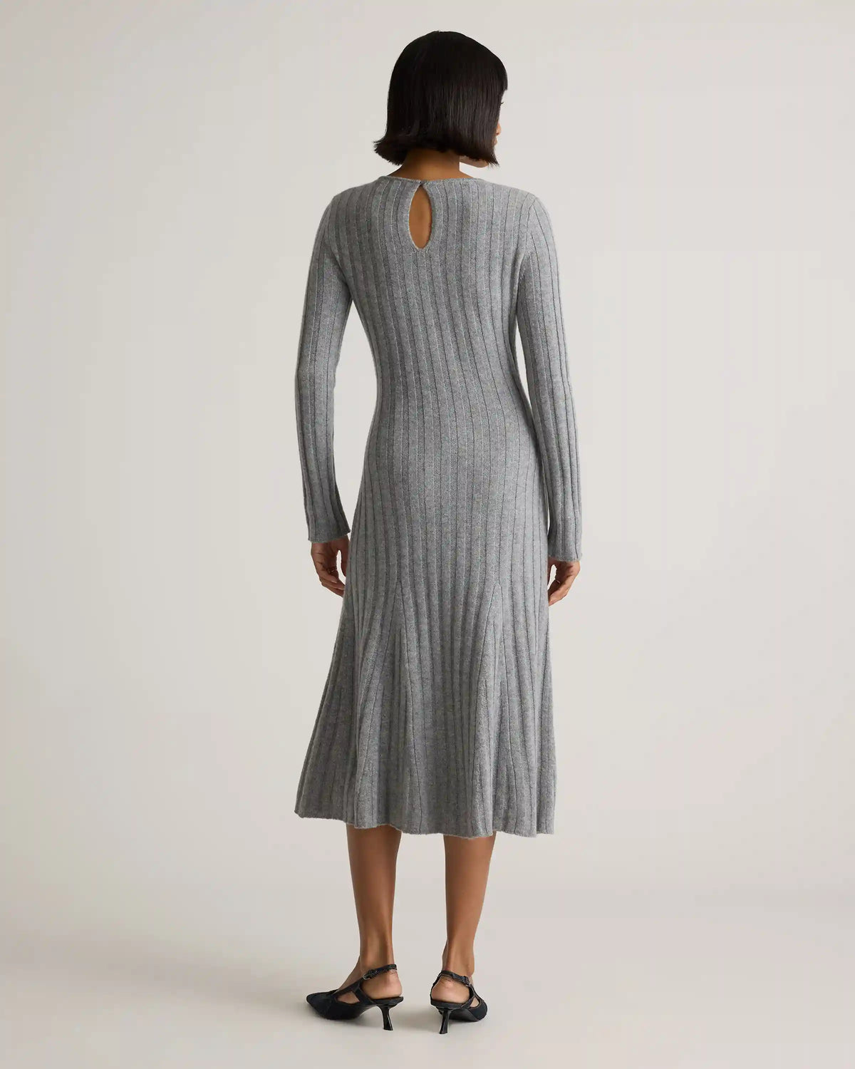 Mongolian Cashmere Wide-Rib Midi Dress
