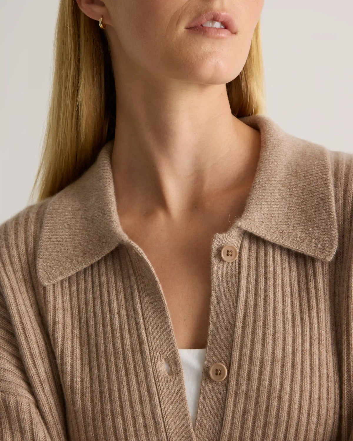 Mongolian Cashmere Wide-Rib Oversized Collared Cardigan