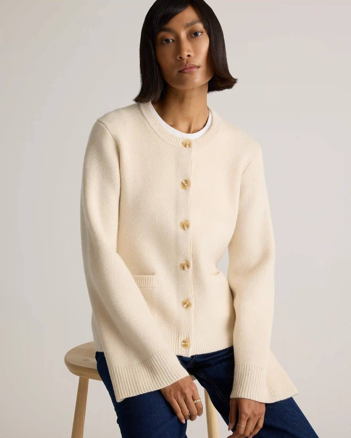 Mongolian Cashmere Structured Cardigan