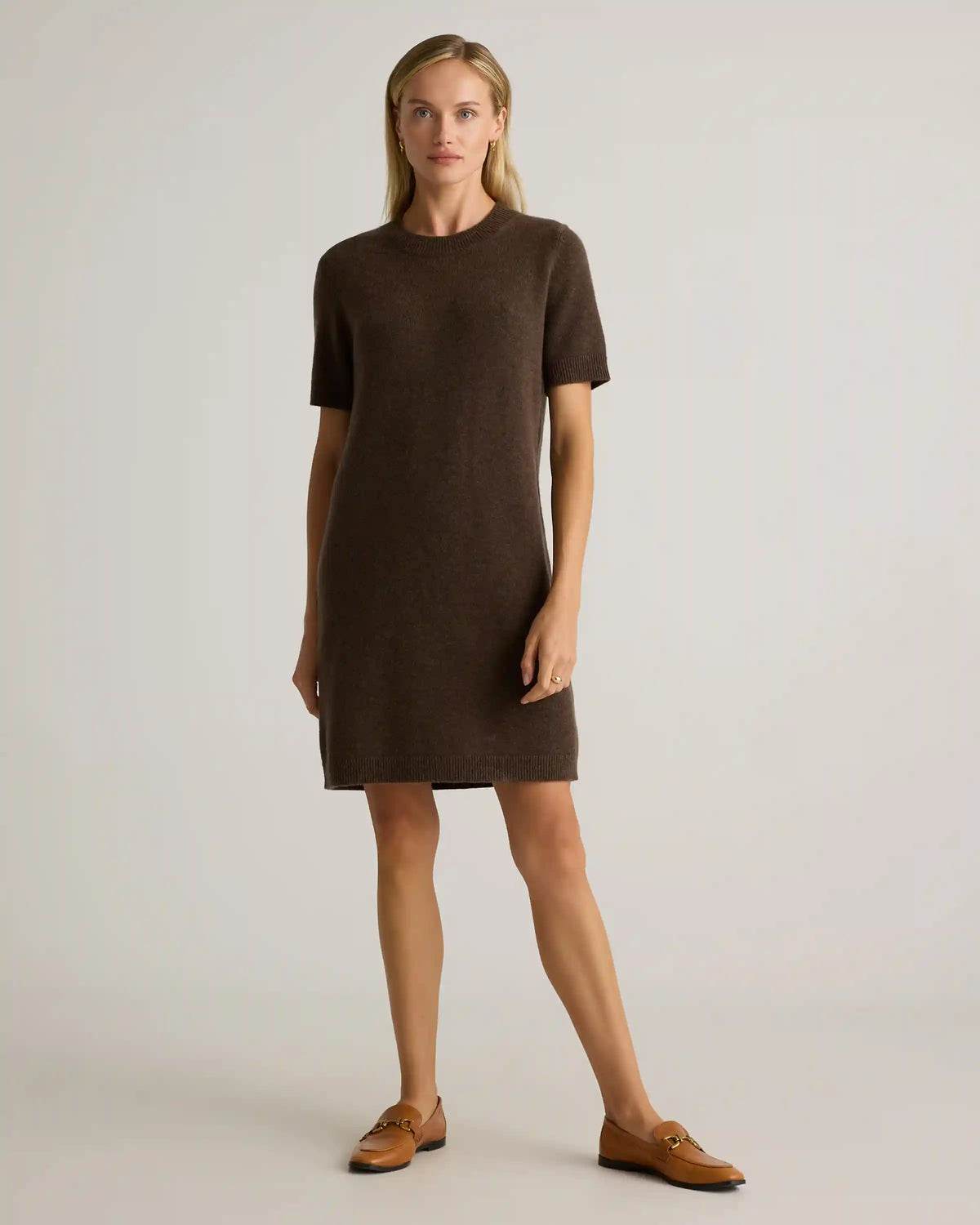 Mongolian Cashmere Short Sleeve Mini Dress