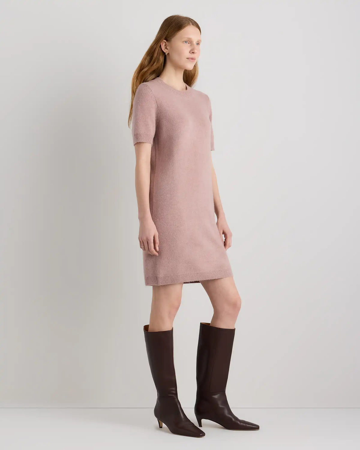 Mongolian Cashmere Short Sleeve Mini Dress