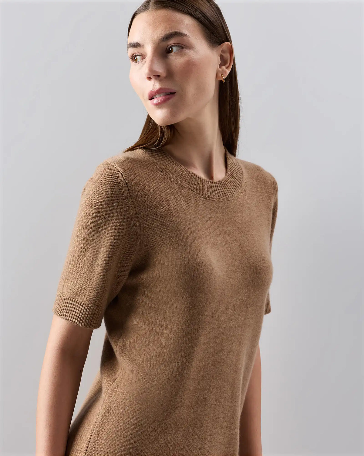 Mongolian Cashmere Short Sleeve Mini Dress