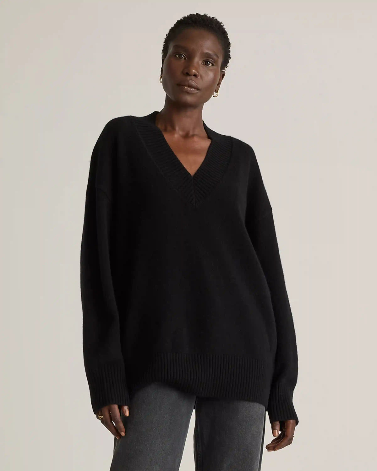 Mongolian Cashmere Oversized V-Neck Sweater