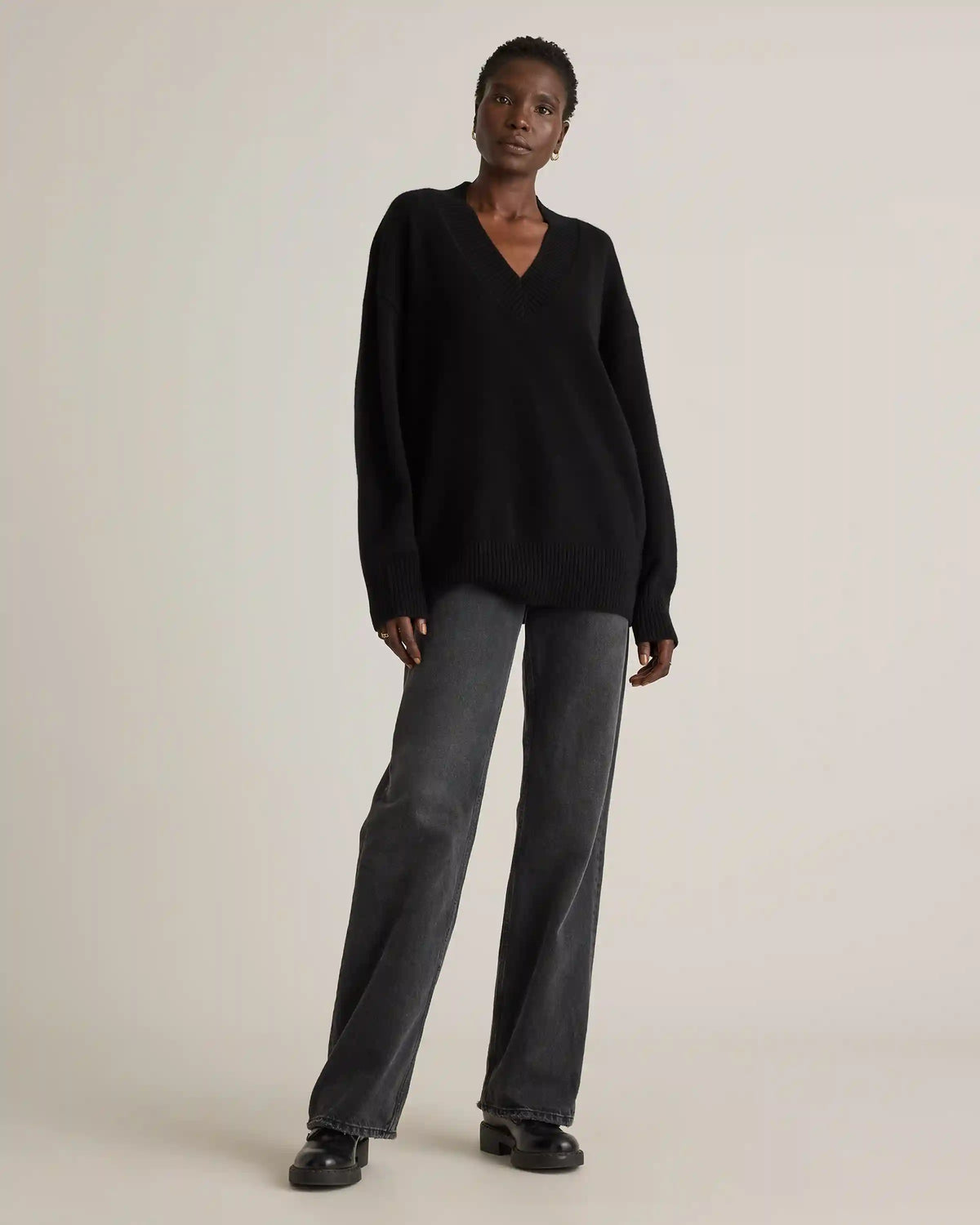 Mongolian Cashmere Oversized V-Neck Sweater
