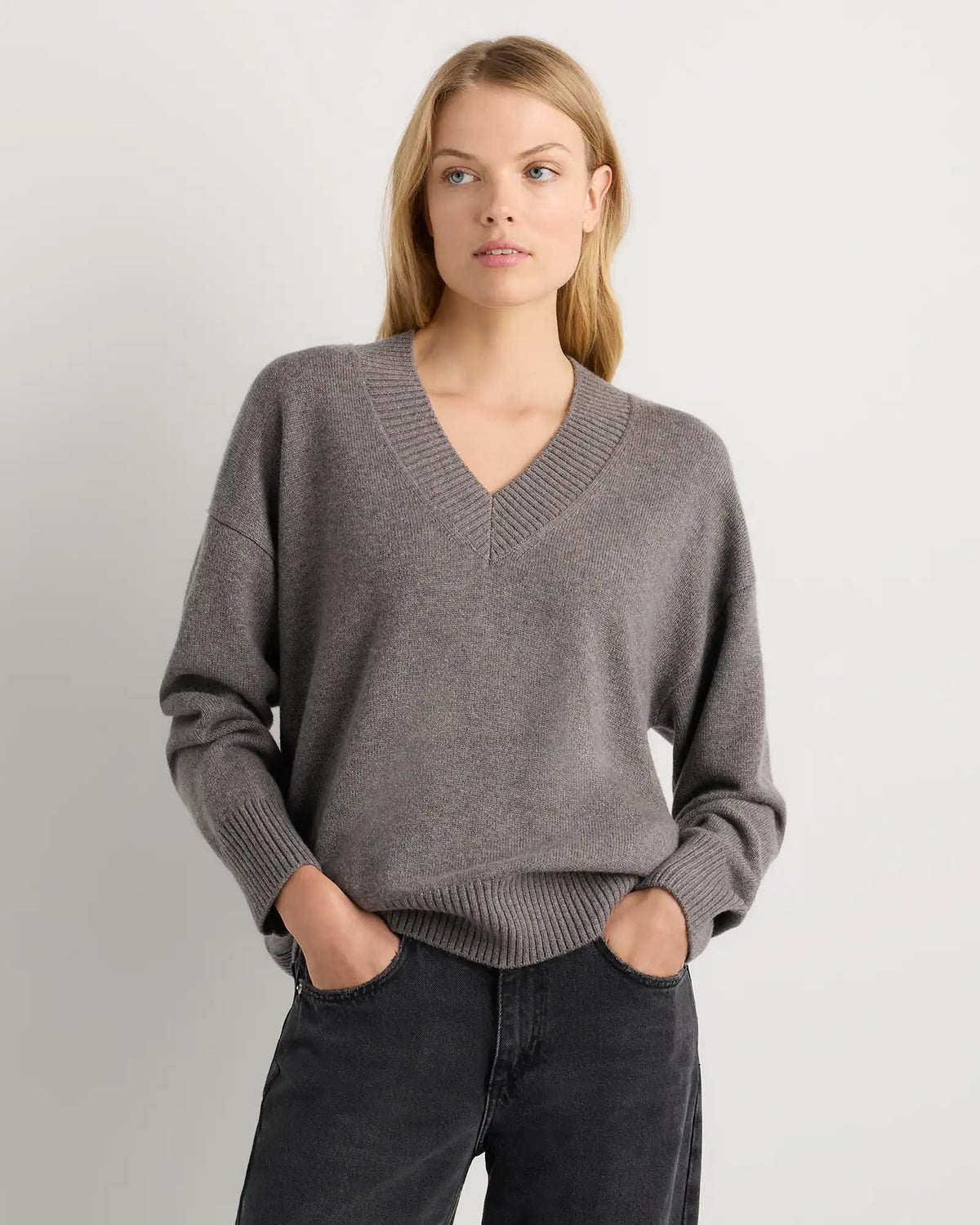 Mongolian Cashmere Oversized V-Neck Sweater