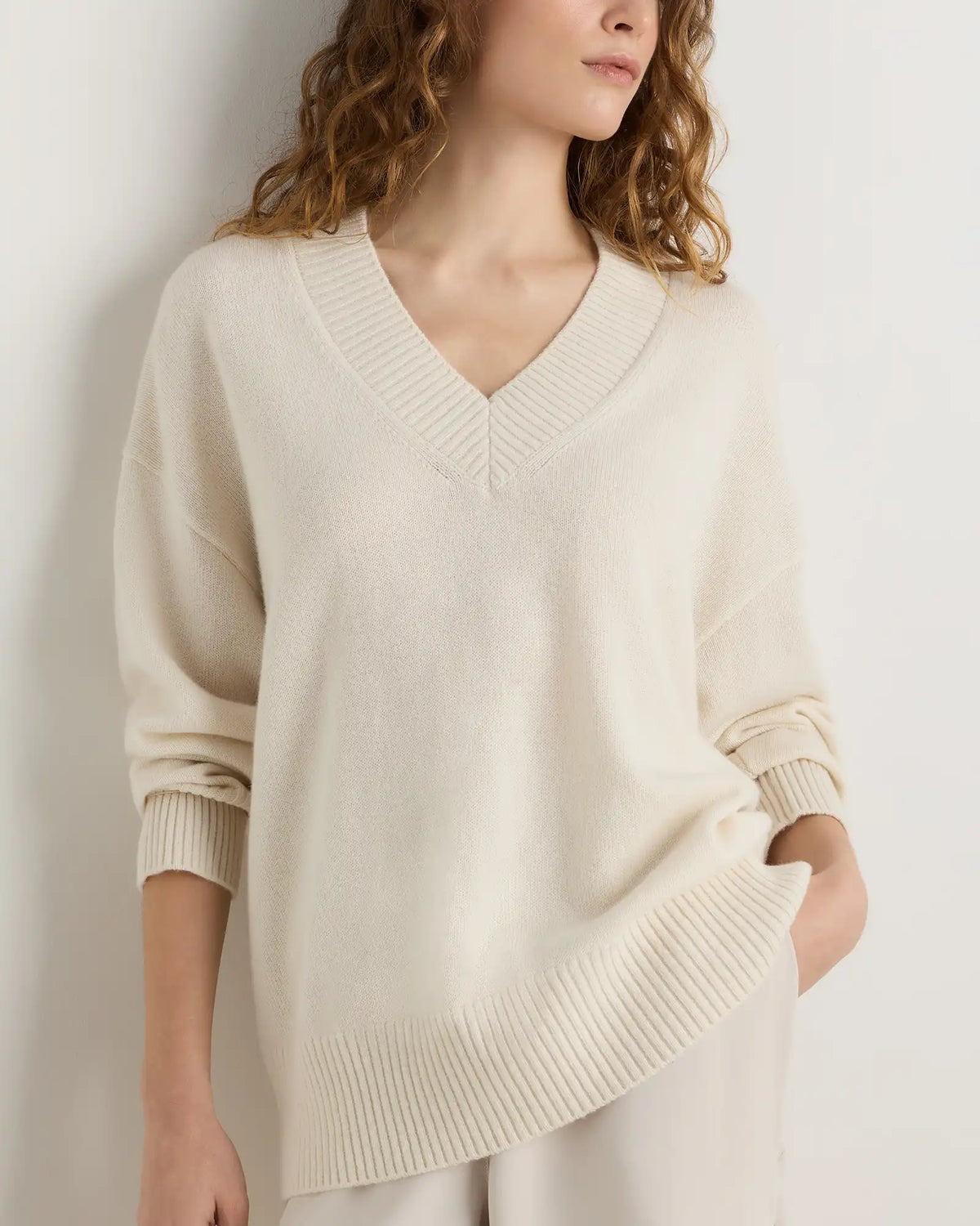 Mongolian Cashmere Oversized V-Neck Sweater