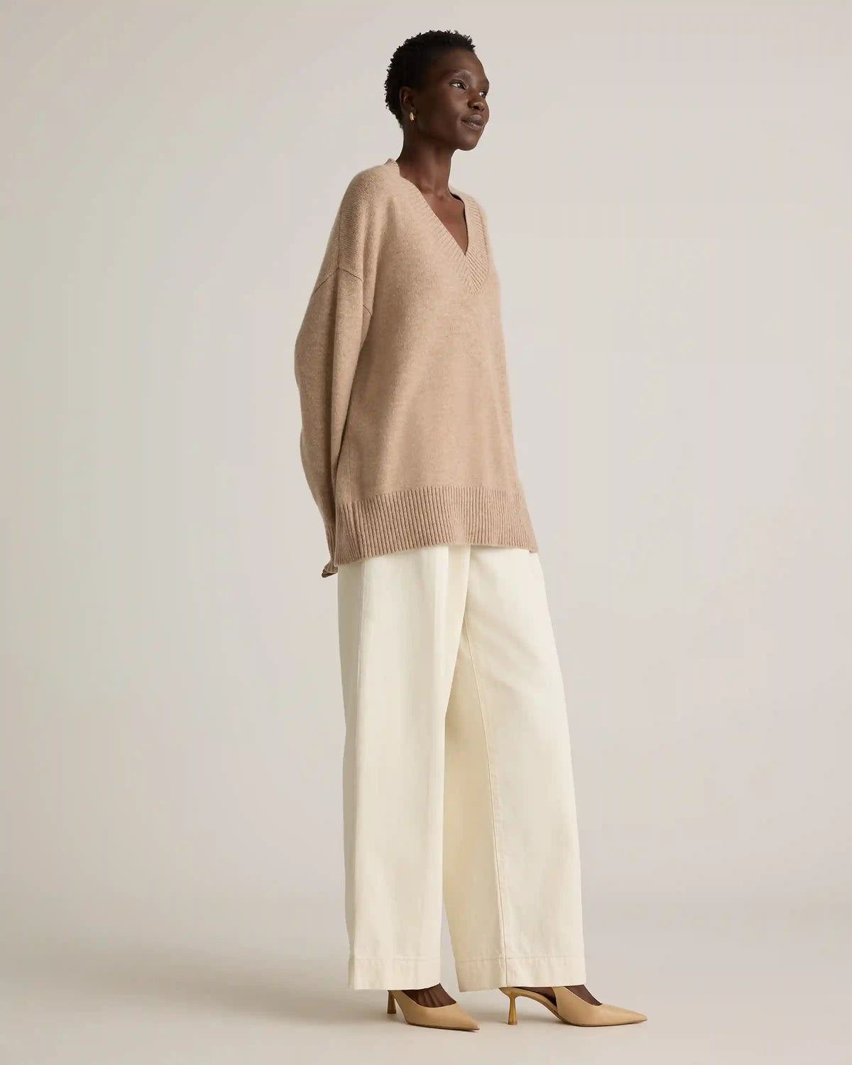 Mongolian Cashmere Oversized V-Neck Sweater
