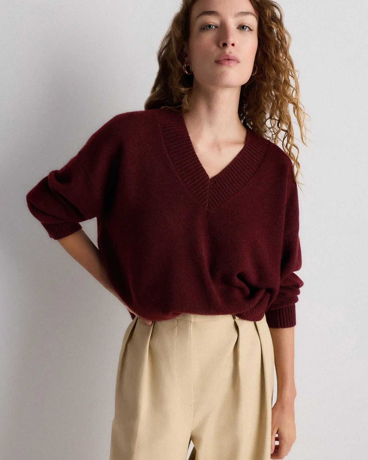 Mongolian Cashmere Oversized V-Neck Sweater