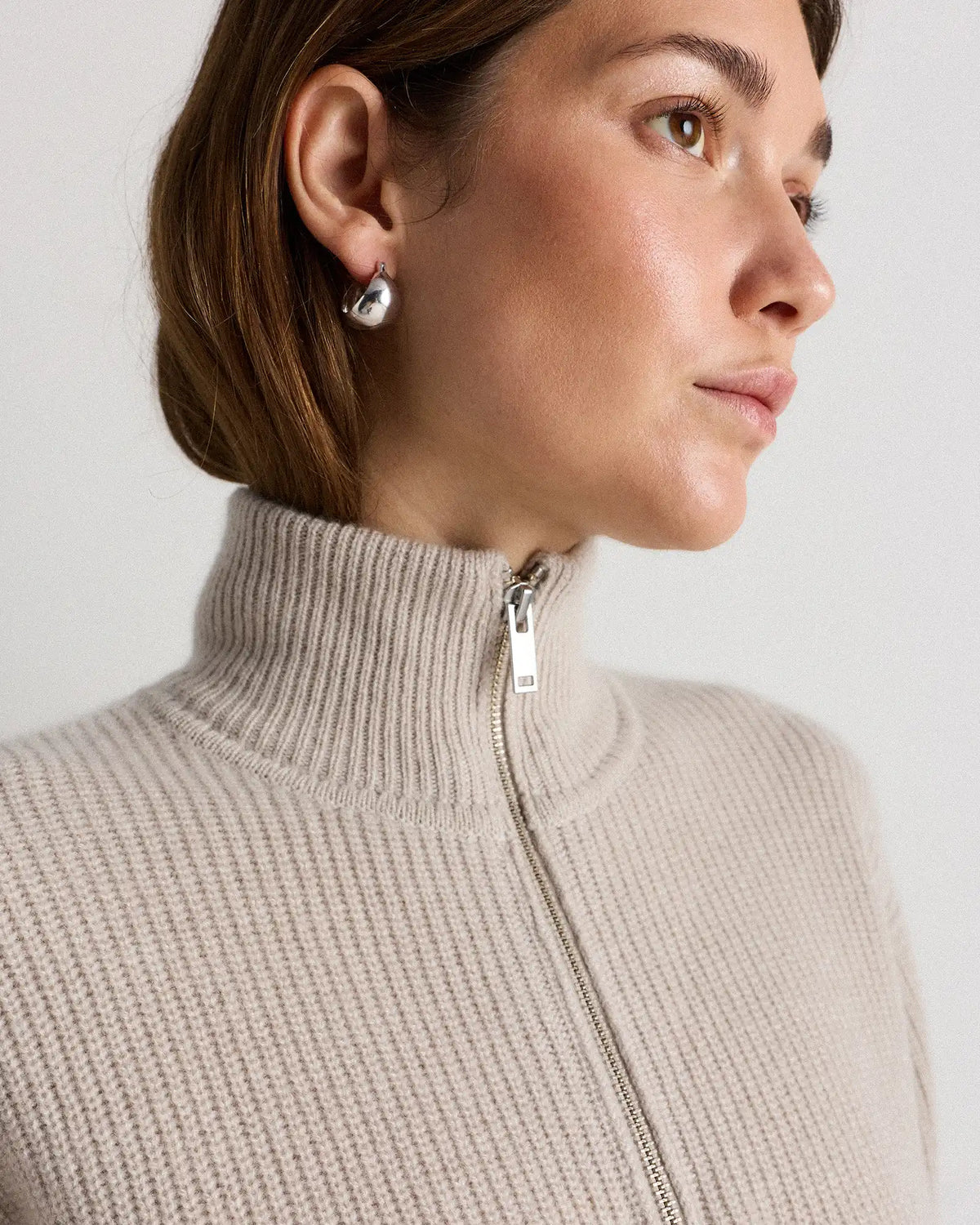 Mongolian Cashmere Fisherman Quarter Zip Sweater