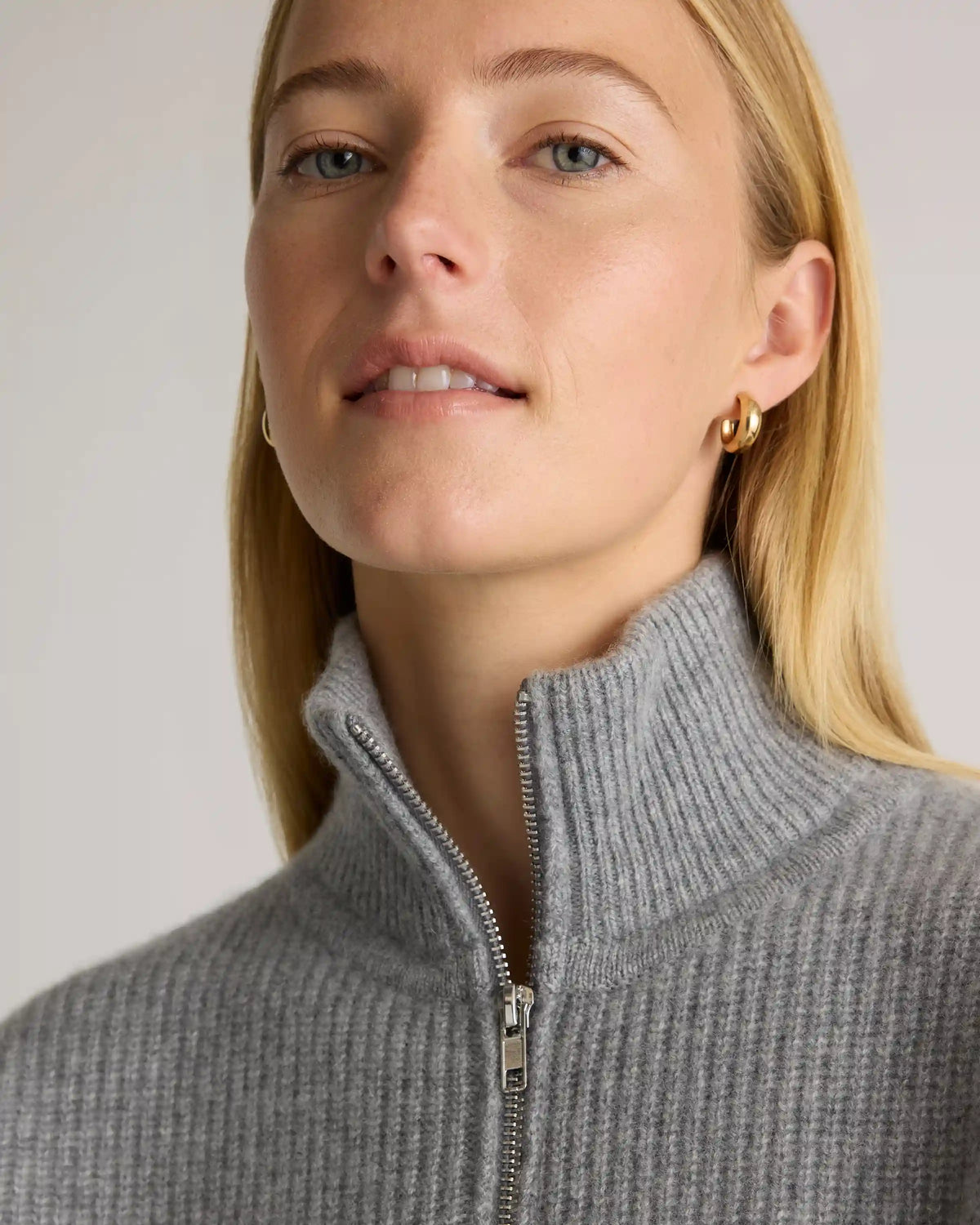Mongolian Cashmere Fisherman Quarter Zip Sweater