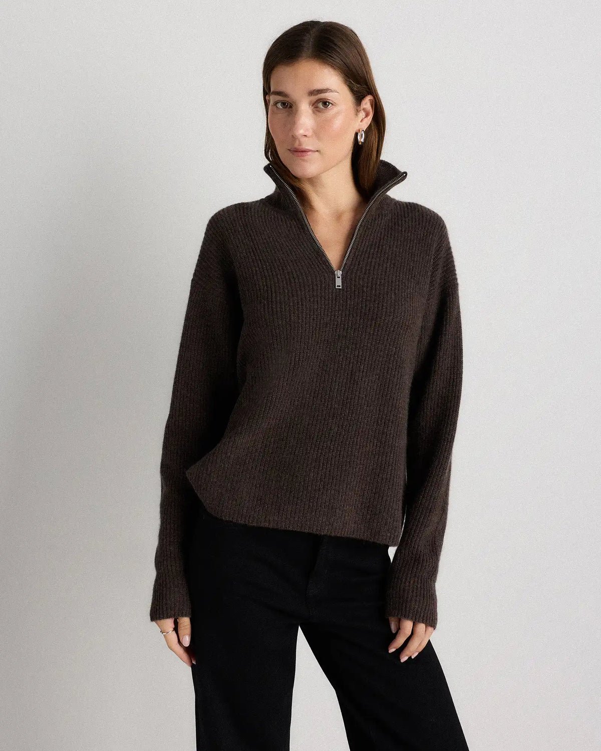 Mongolian Cashmere Fisherman Quarter Zip Sweater