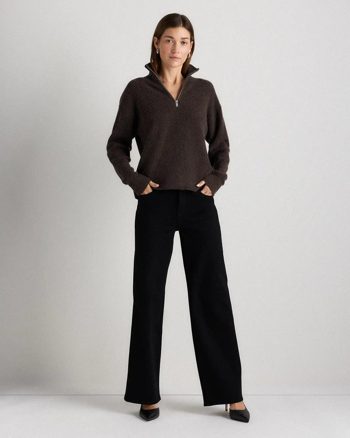 Mongolian Cashmere Fisherman Quarter Zip Sweater