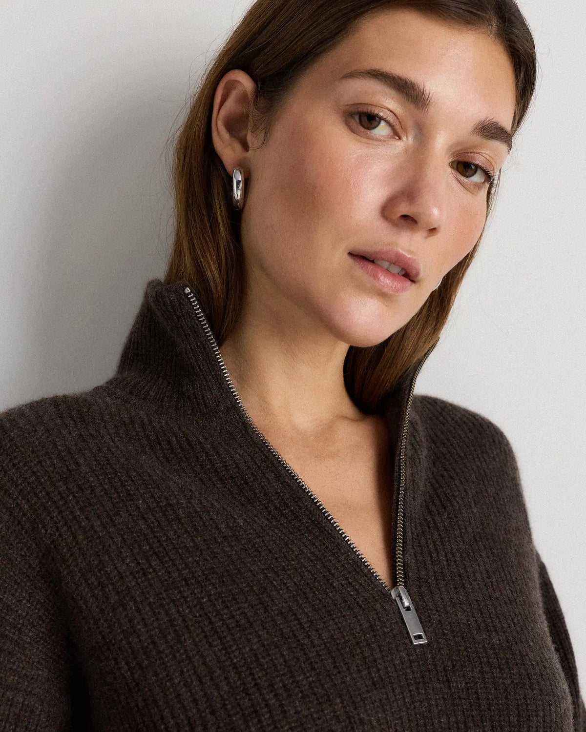 Mongolian Cashmere Fisherman Quarter Zip Sweater