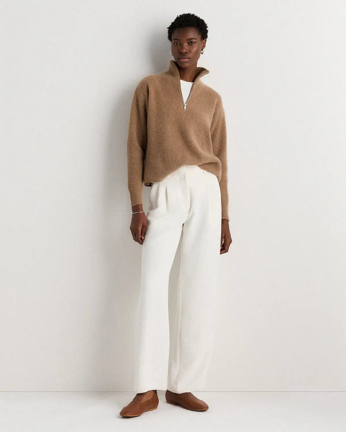 Mongolian Cashmere Fisherman Quarter Zip Sweater