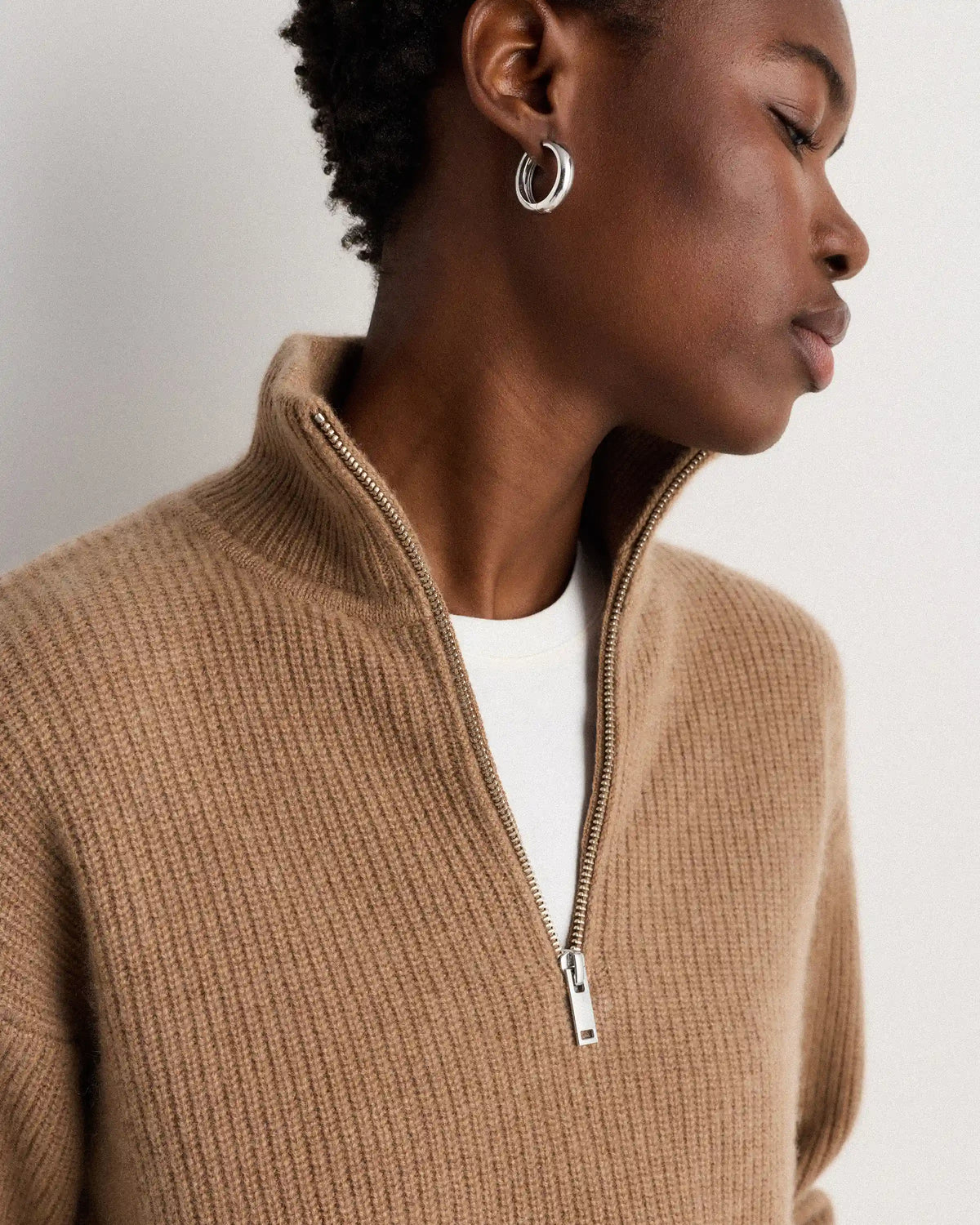 Mongolian Cashmere Fisherman Quarter Zip Sweater