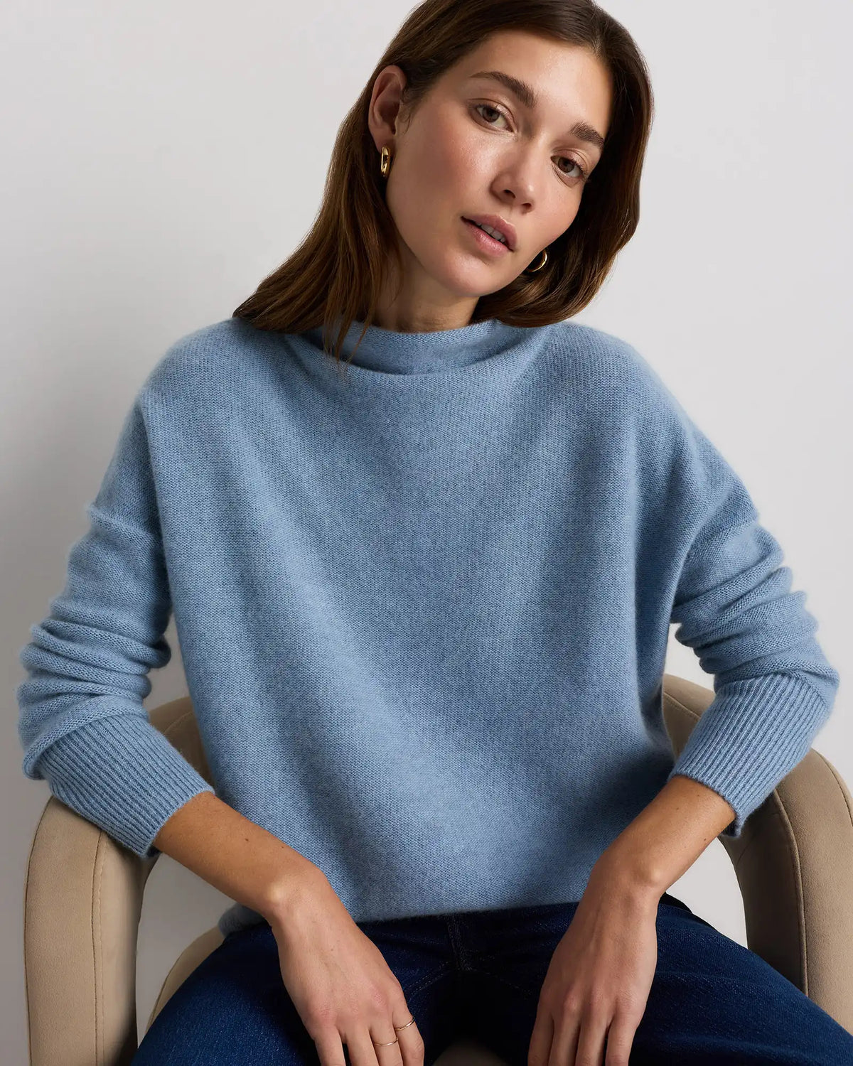 Mongolian Cashmere Funnel Neck Sweater
