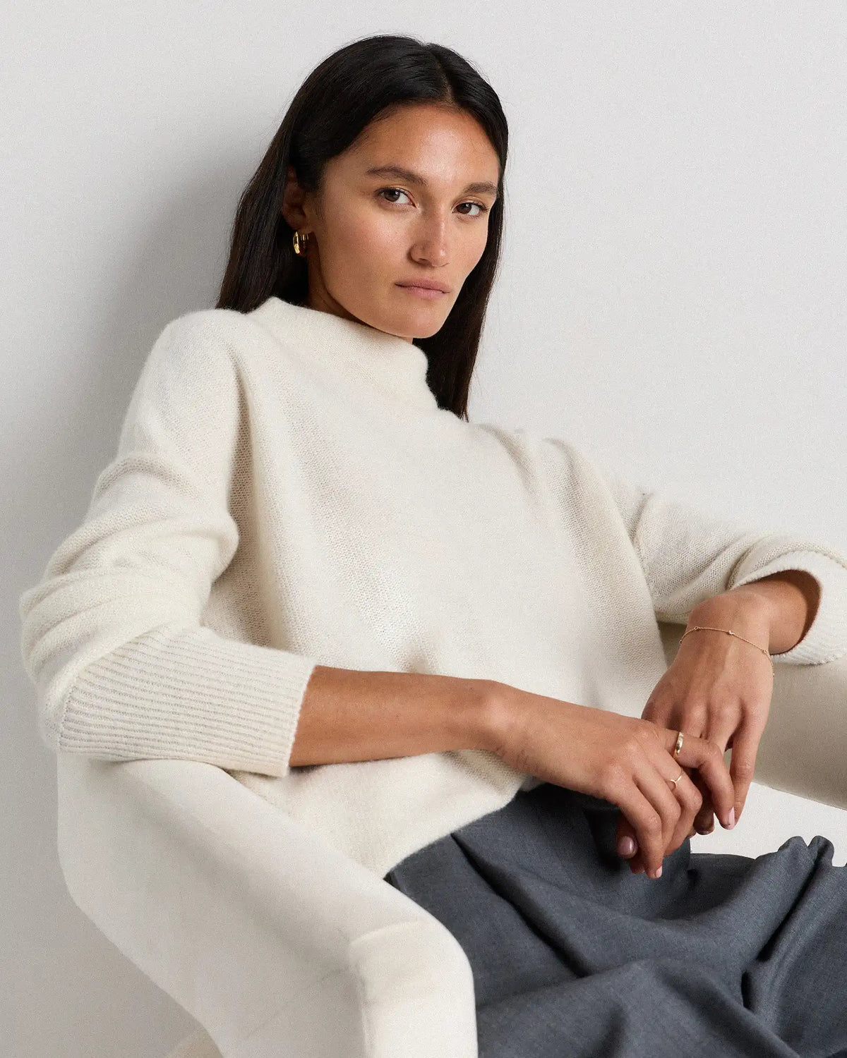 Mongolian Cashmere Funnel Neck Sweater