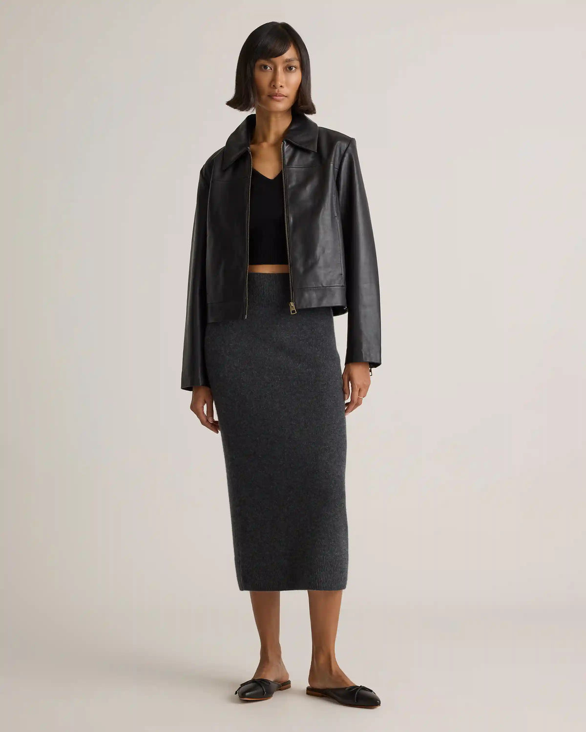 Mongolian Cashmere Fitted Midi Skirt