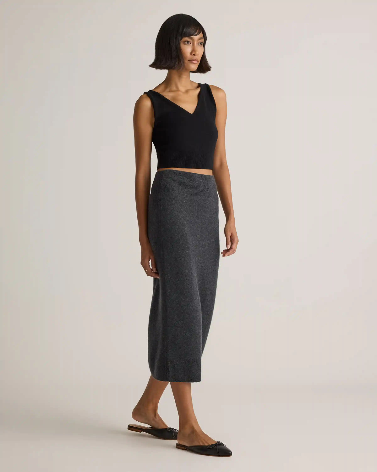 Mongolian Cashmere Fitted Midi Skirt