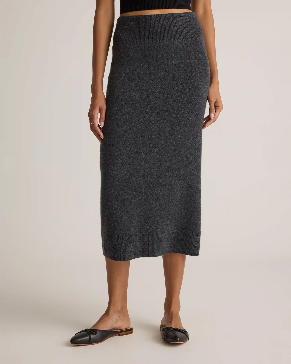 Mongolian Cashmere Fitted Midi Skirt