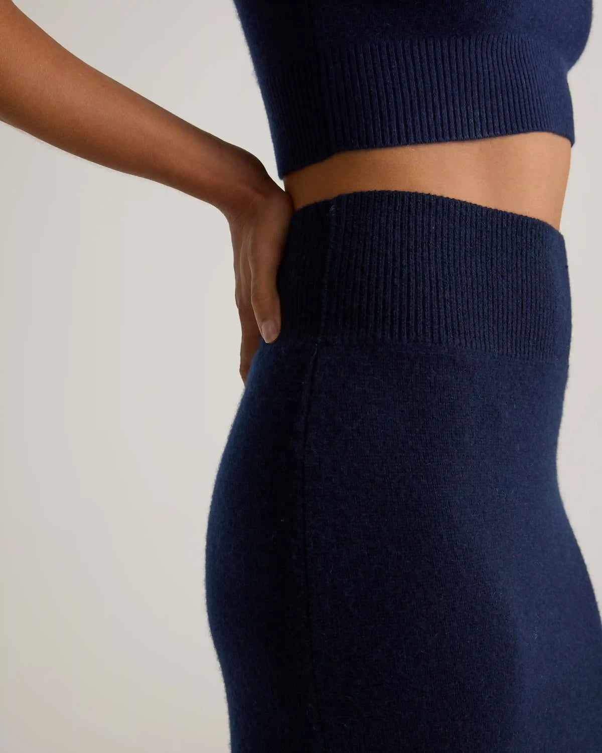 Mongolian Cashmere Fitted Midi Skirt