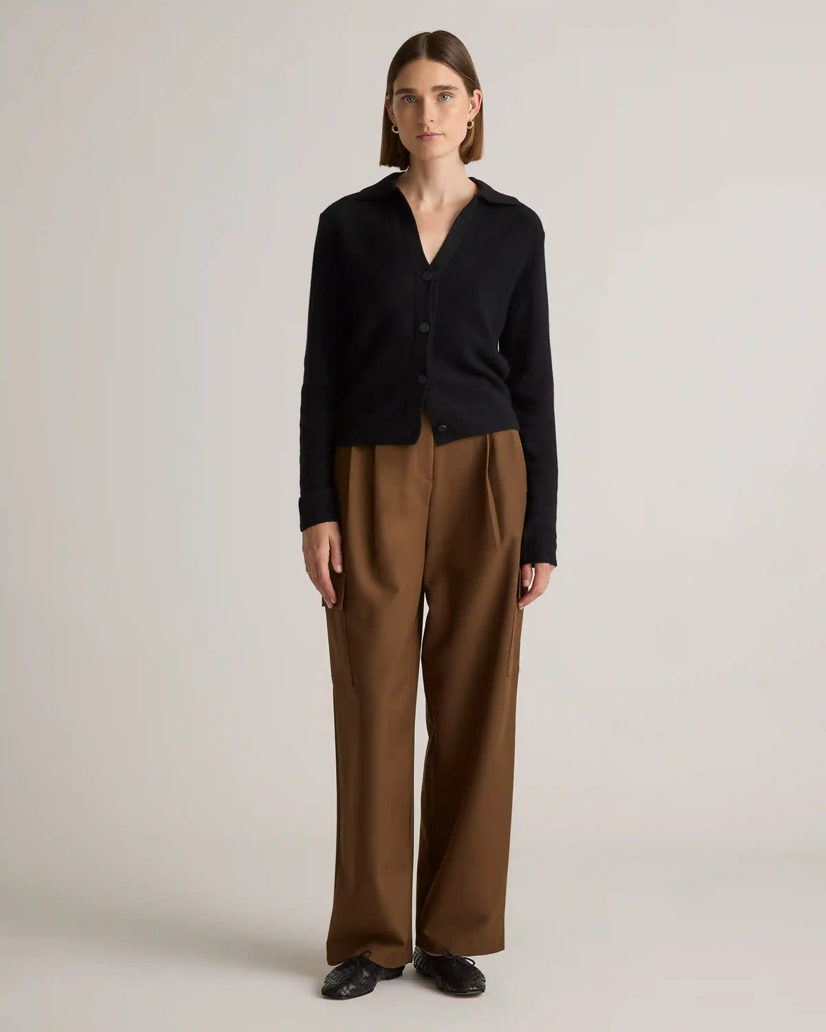 Mongolian Cashmere Collared Cardigan