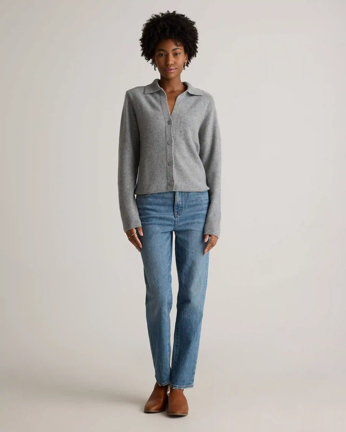 Mongolian Cashmere Collared Cardigan