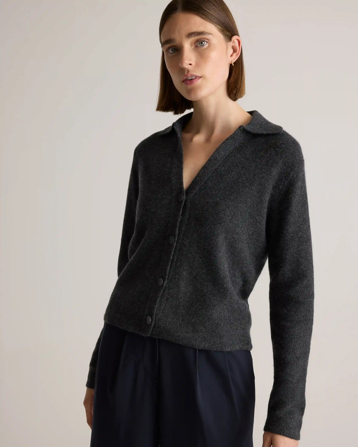Mongolian Cashmere Collared Cardigan