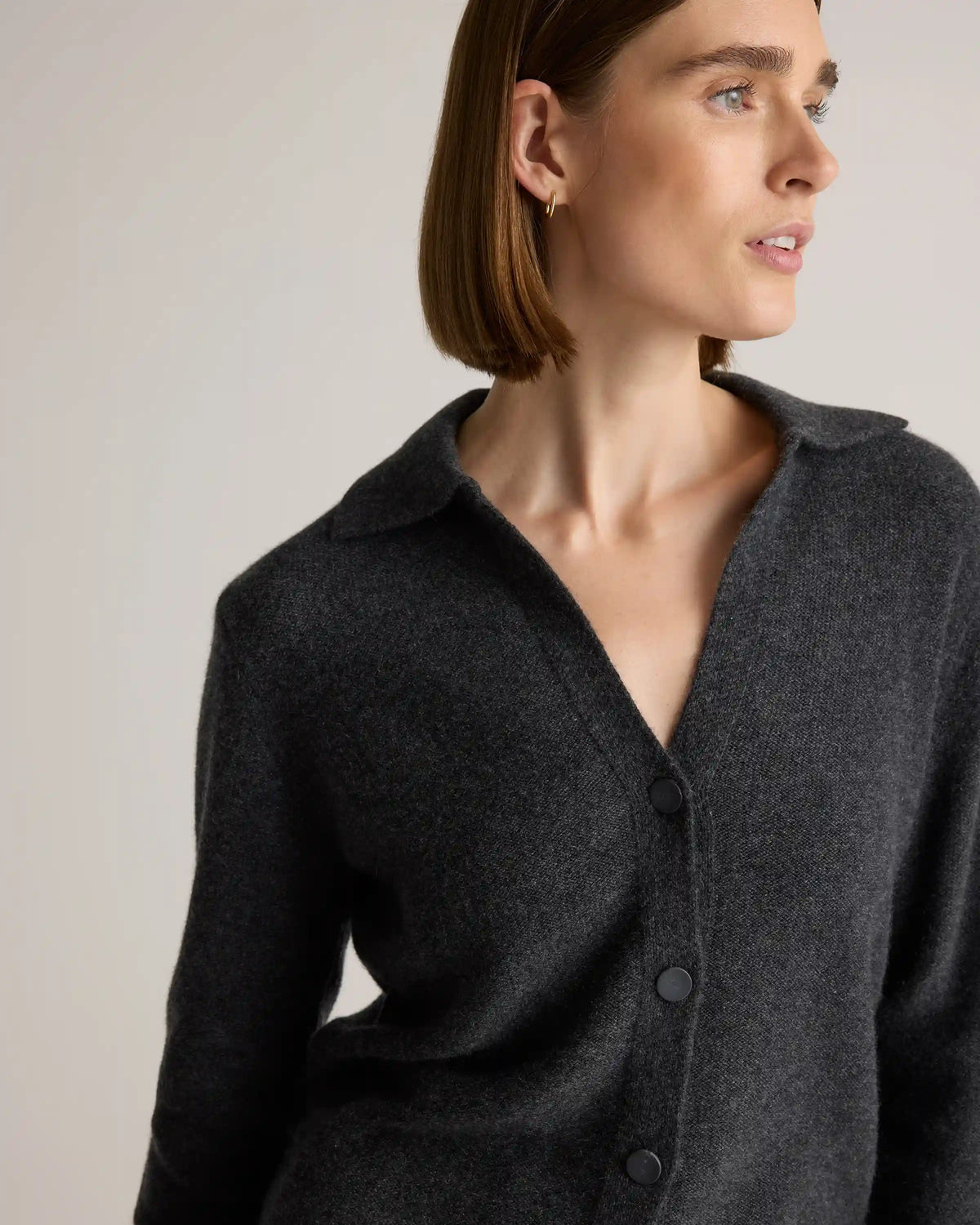 Mongolian Cashmere Collared Cardigan