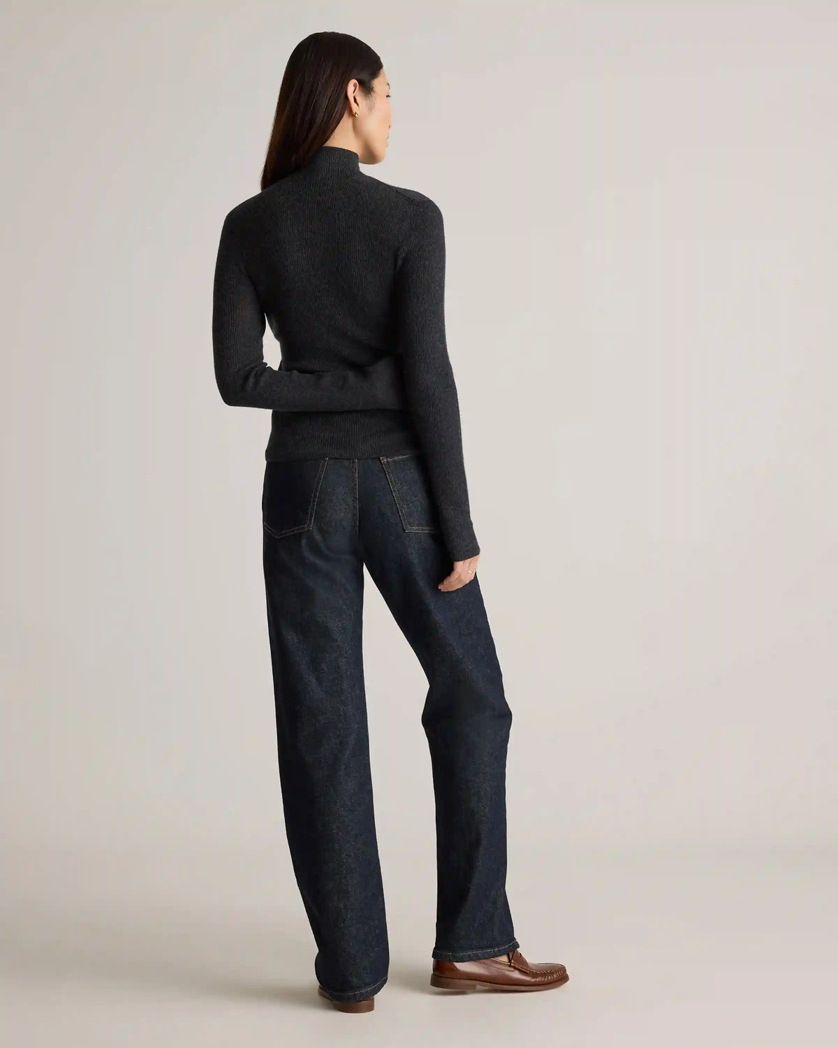 Featherweight Cashmere Ribbed Mockneck Sweater