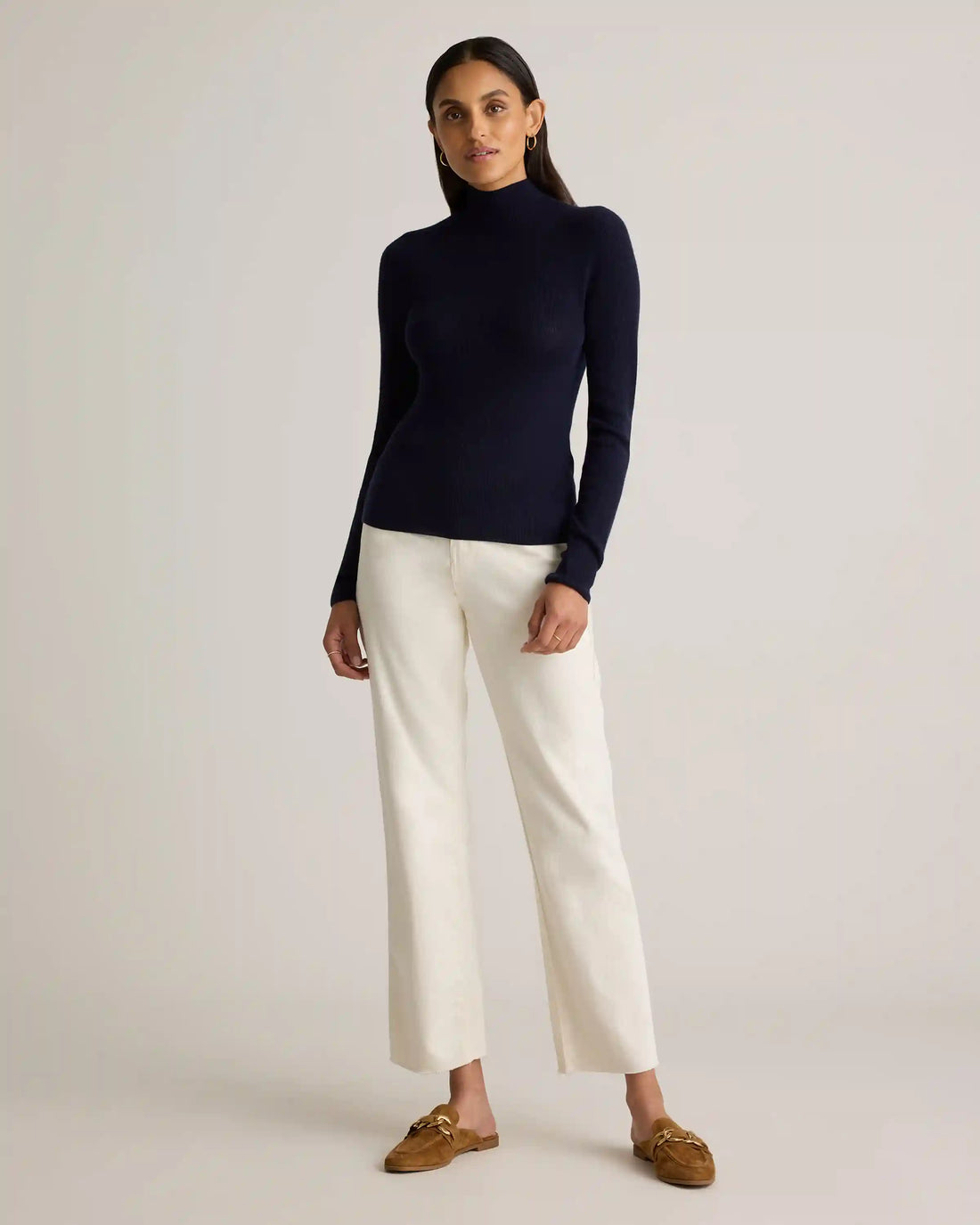 Featherweight Cashmere Ribbed Mockneck Sweater