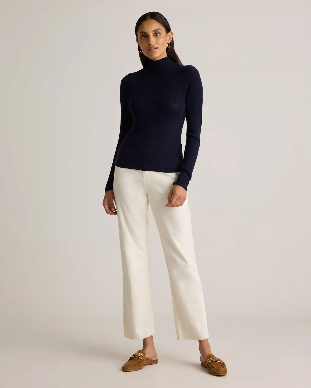 Featherweight Cashmere Ribbed Mockneck Sweater