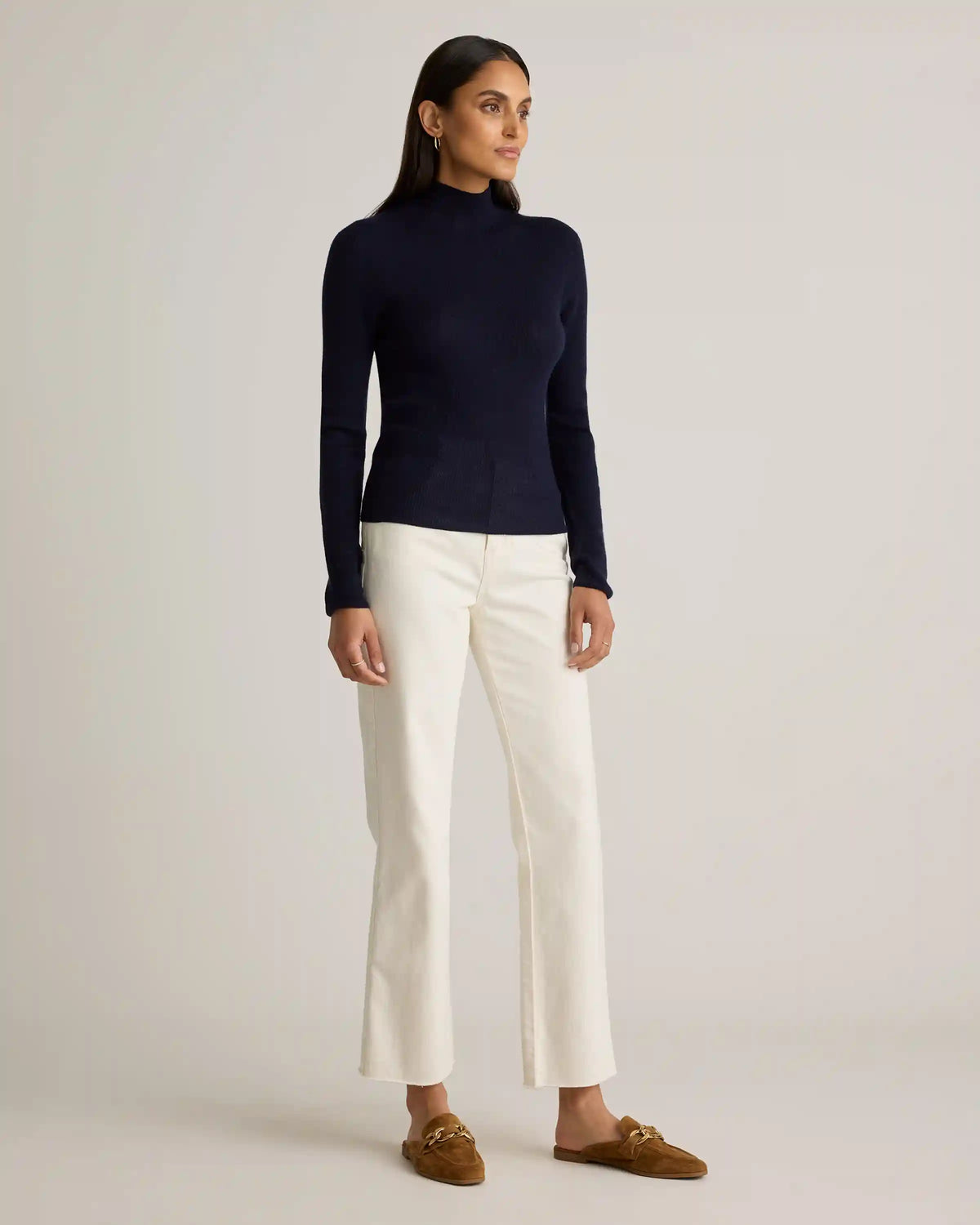 Featherweight Cashmere Ribbed Mockneck Sweater