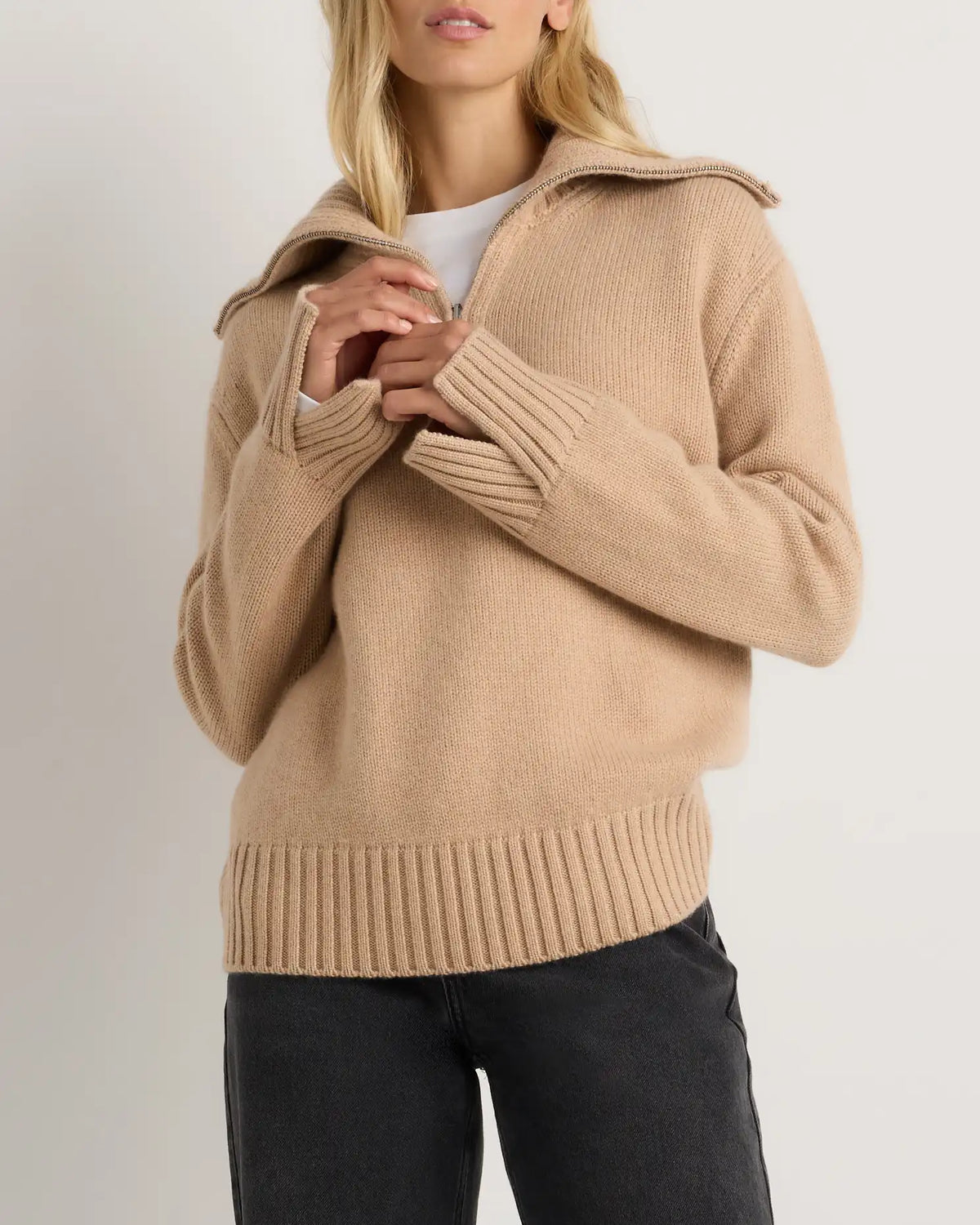 Luxe Baby Cashmere Quarter Zip Sweater