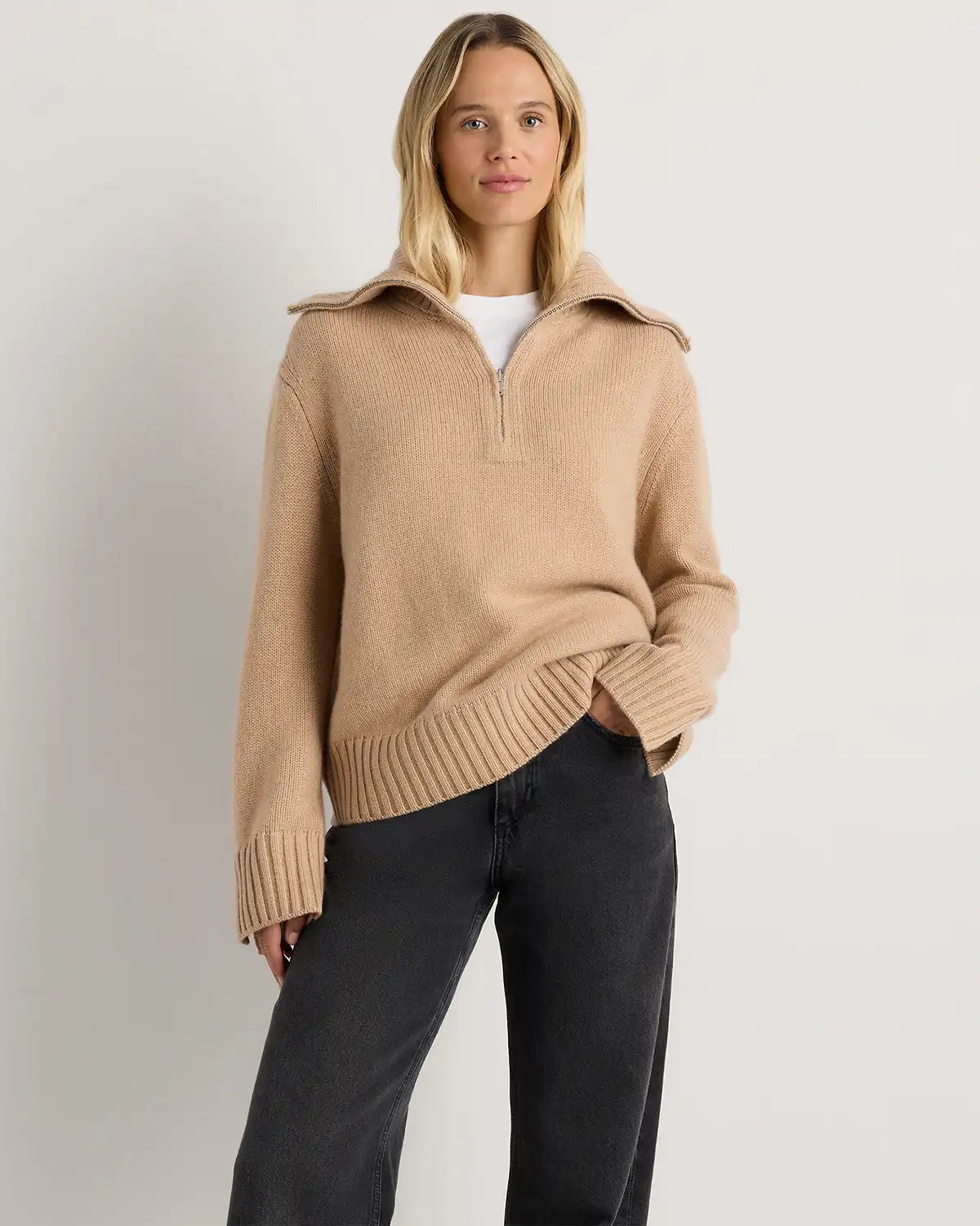 Luxe Baby Cashmere Quarter Zip Sweater