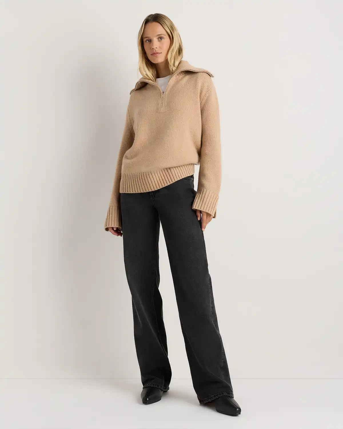 Luxe Baby Cashmere Quarter Zip Sweater