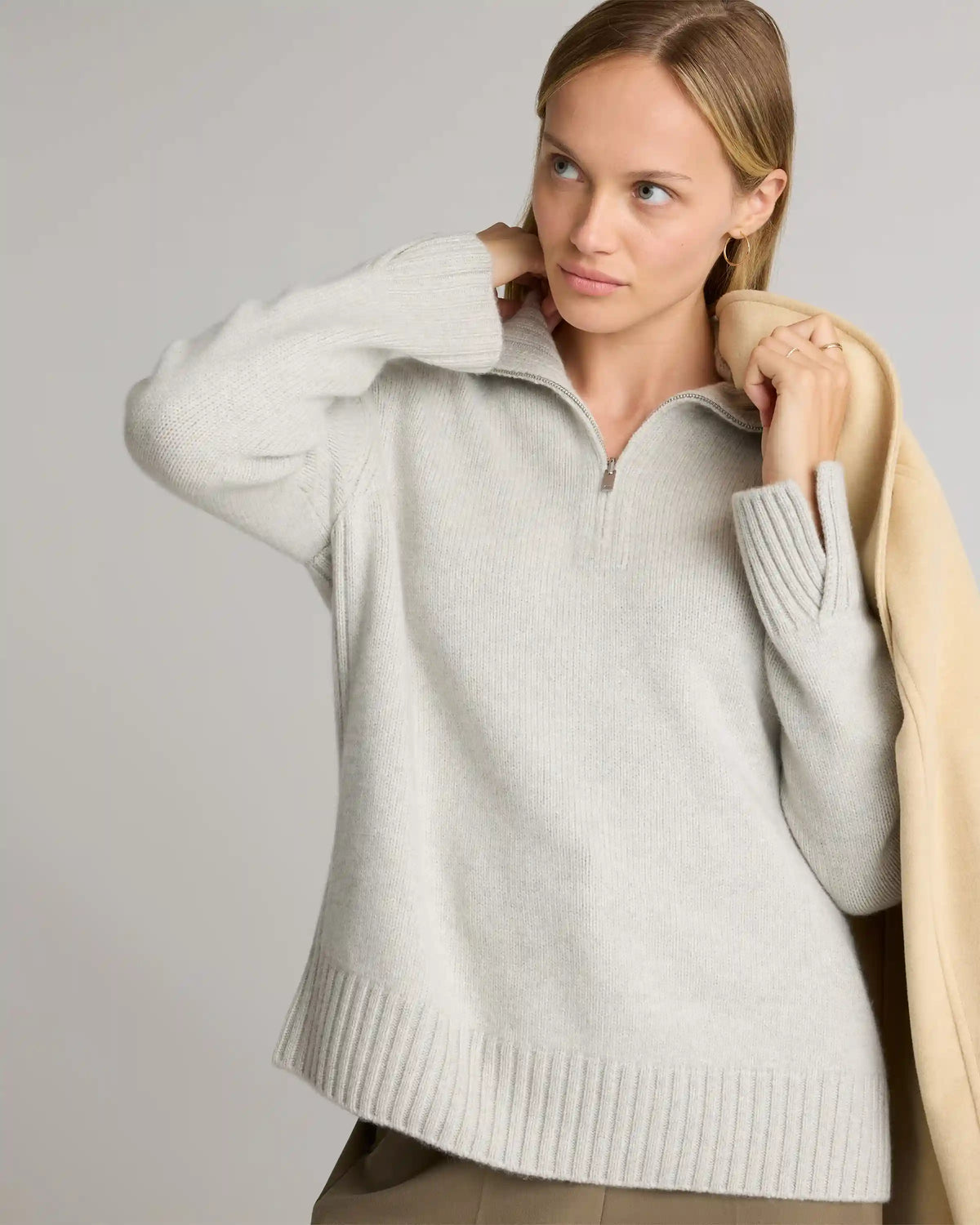 Luxe Baby Cashmere Quarter Zip Sweater